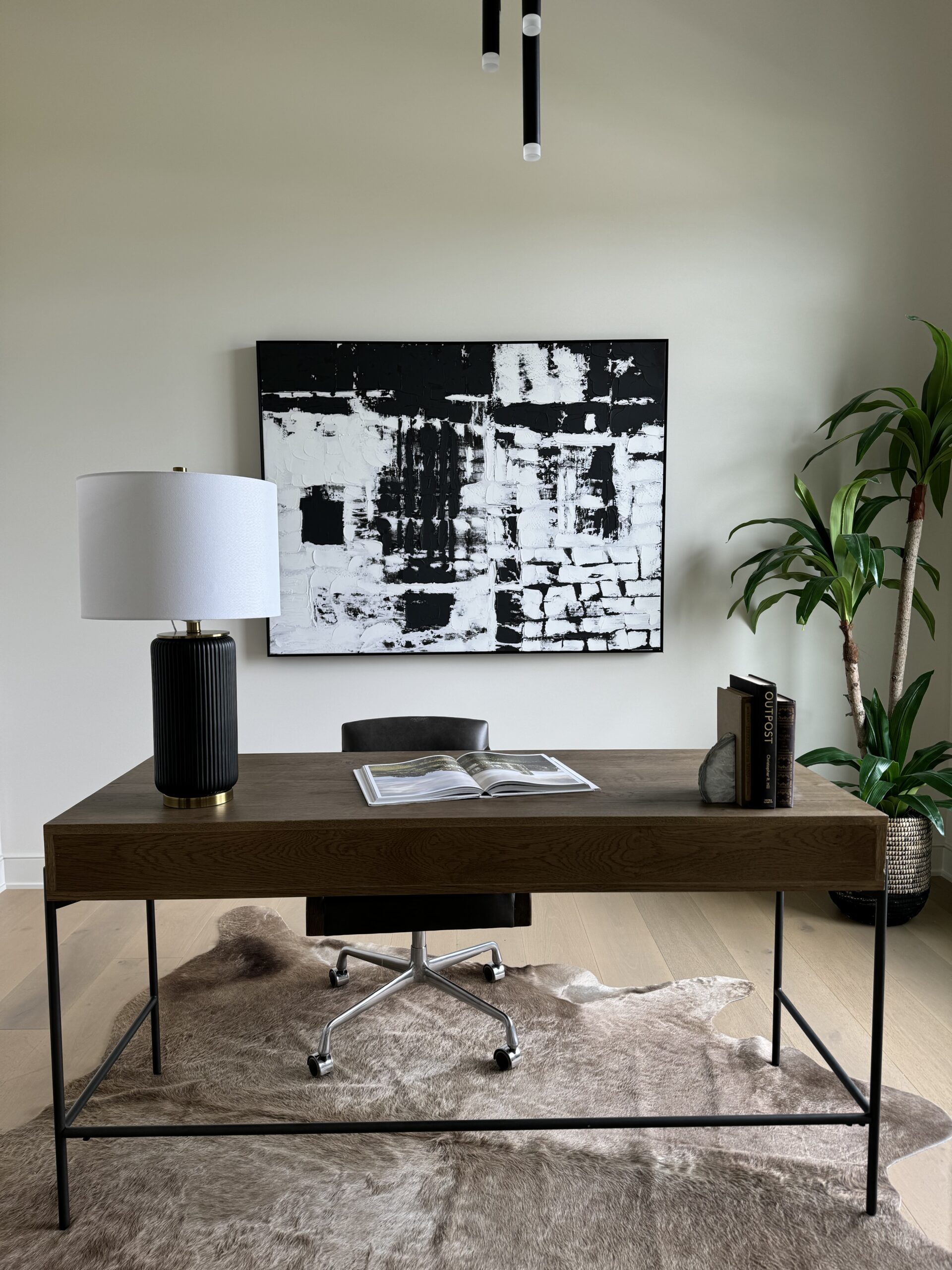 artwork hanging in a home office as a part of staging